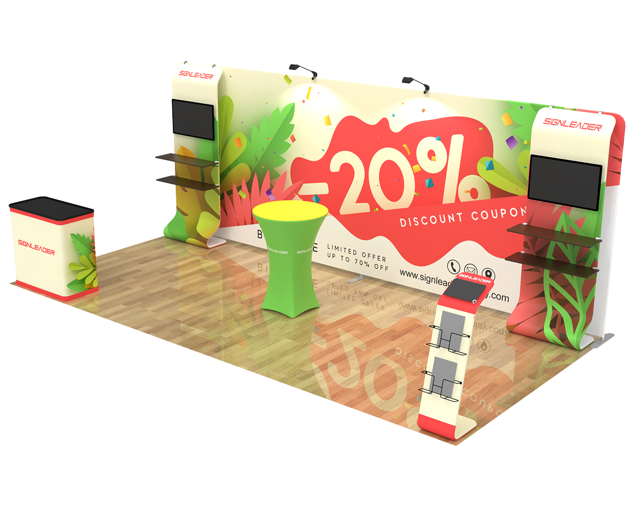 10x20ft Commercial Custom Trade Show Booth Combo A