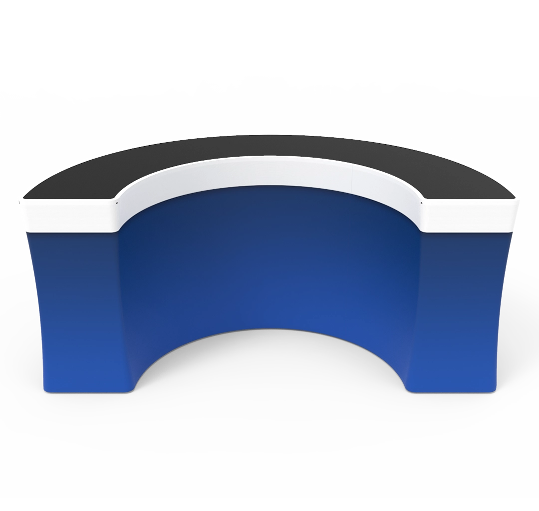 Portable 7ft U Shaped/Curved Trade Show Reception Desk With Graphics