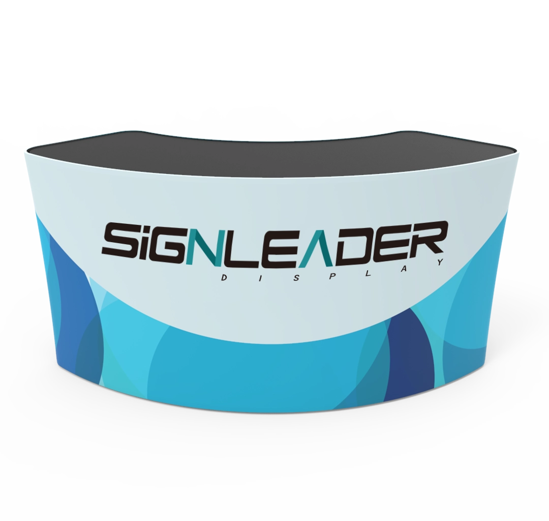 Portable 5ft U Shaped/Curved Trade Show Reception Desk With Graphics