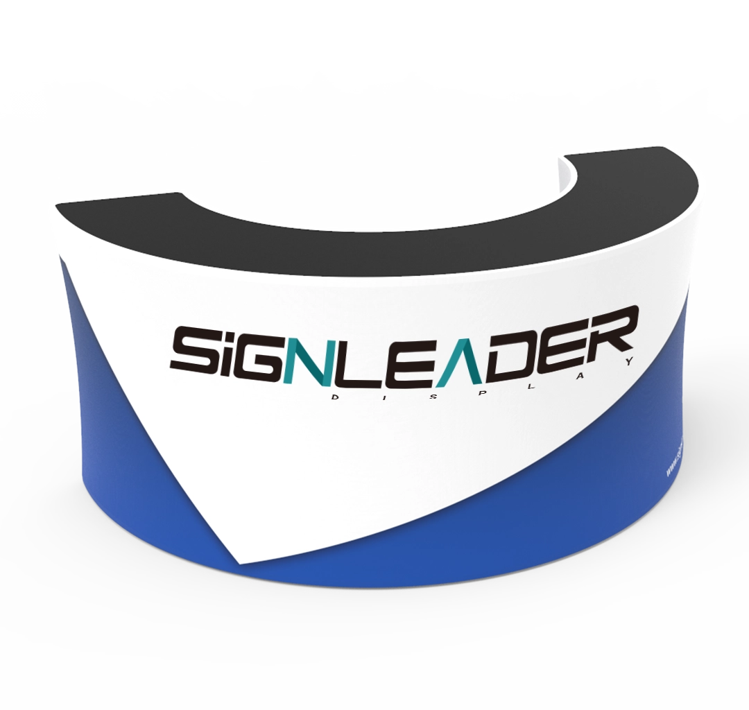Portable 7ft U Shaped/Curved Trade Show Reception Desk With Graphics