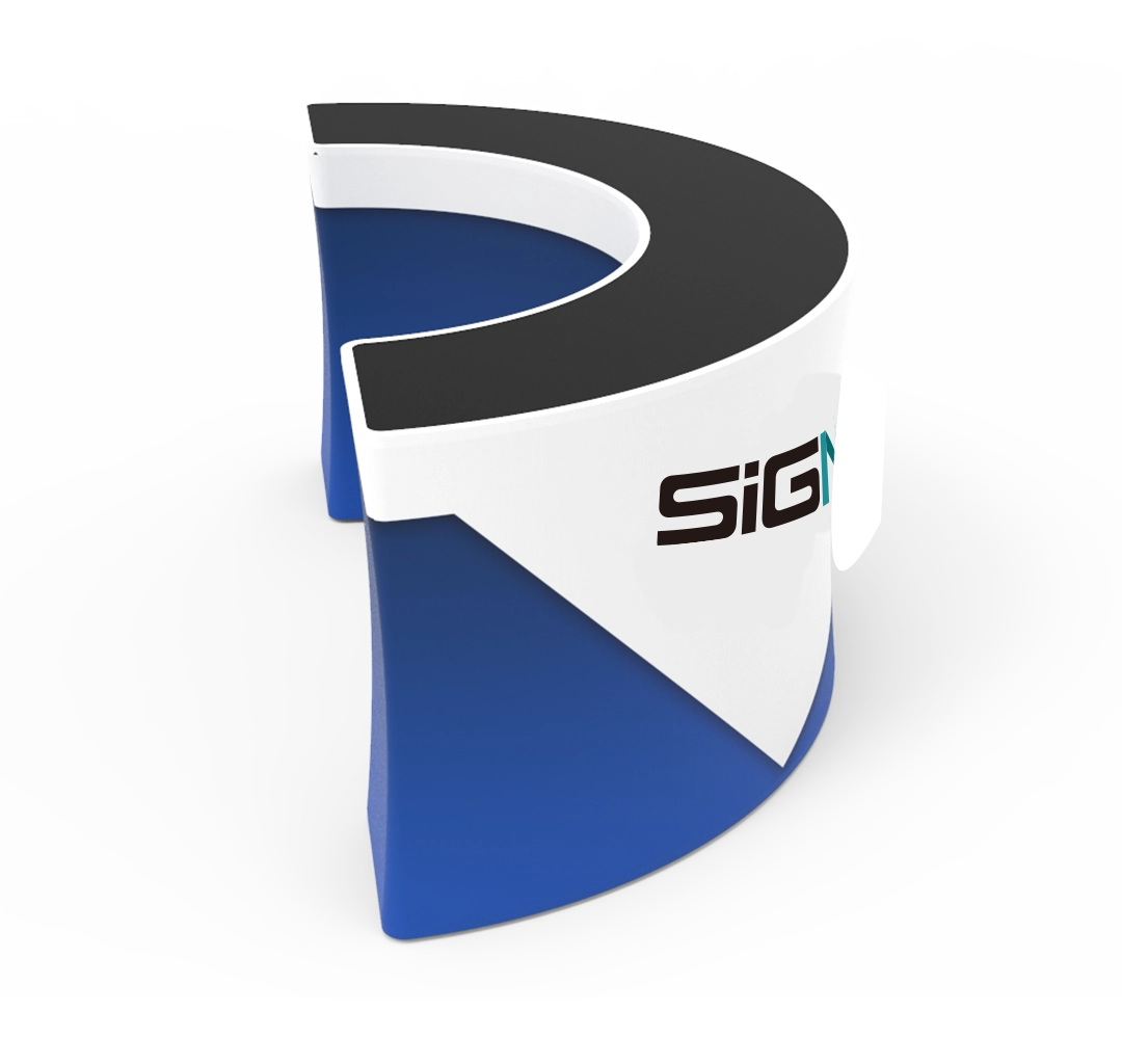 Portable 7ft U Shaped/Curved Trade Show Reception Desk With Graphics