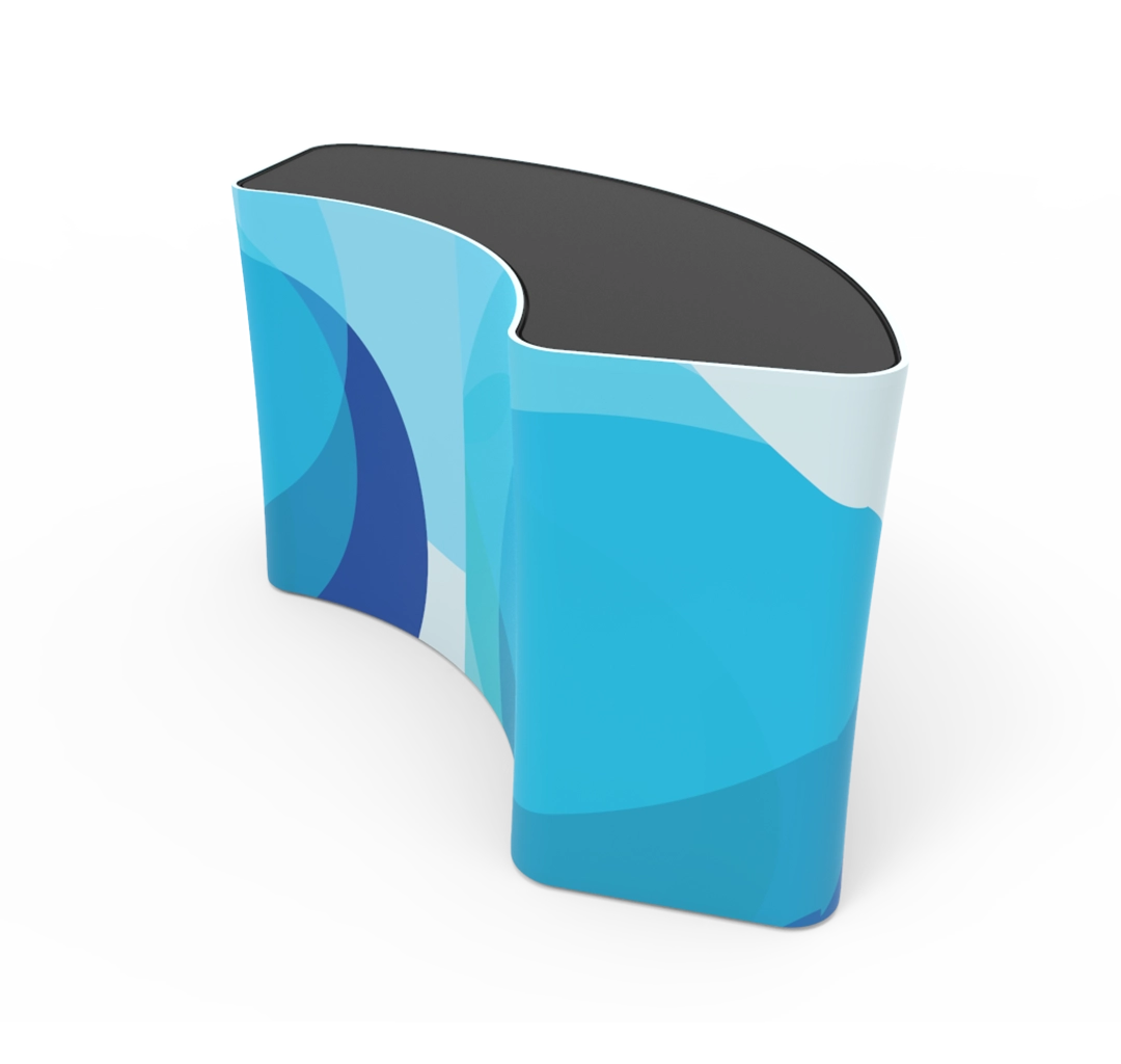 Portable 5ft U Shaped/Curved Trade Show Reception Desk With Graphics