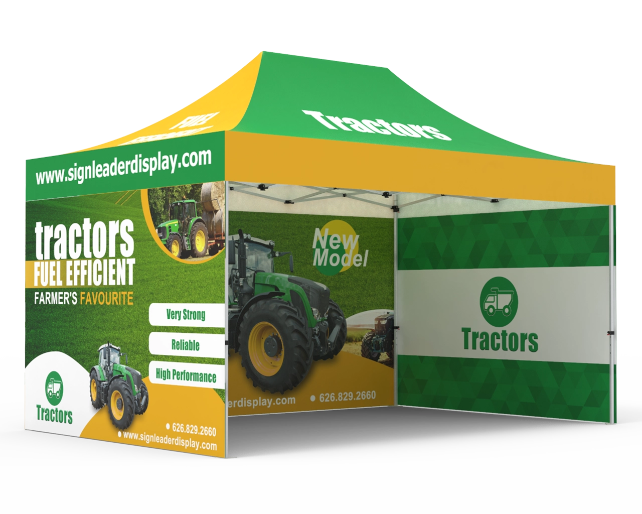 Custom 10x15 Pop Up Canopy Tent with Double-Sided Full Backwall & 2 x Double-Sided Full Sidewalls