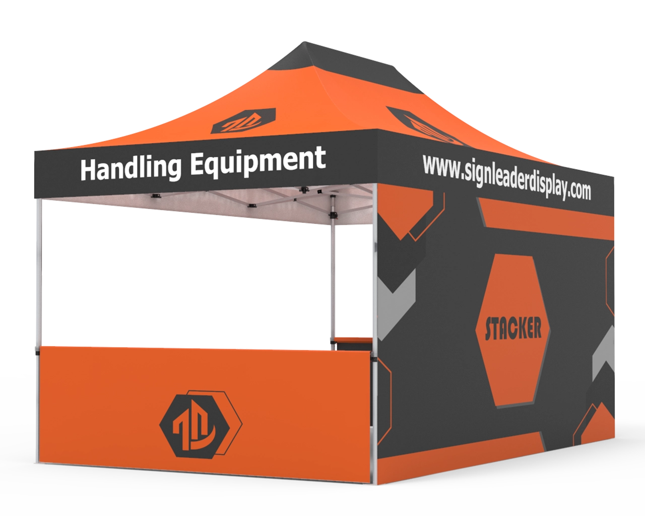 Custom 10x15 Pop Up Canopy Tent  with Double-Sided Full Backwall & 2 x Double-Sided Half Sidewalls