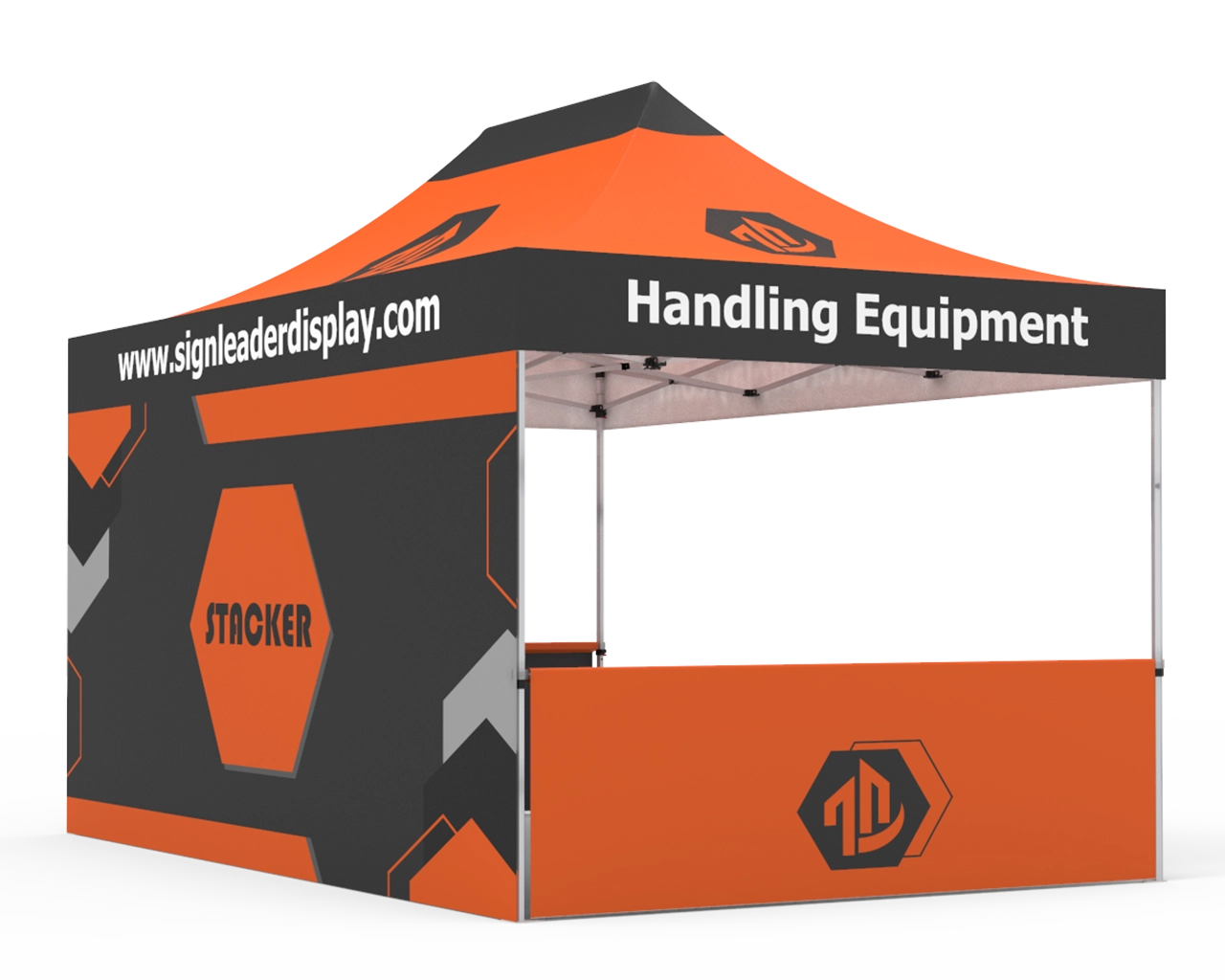 Custom 10x15 Pop Up Canopy Tent  with Double-Sided Full Backwall & 2 x Double-Sided Half Sidewalls