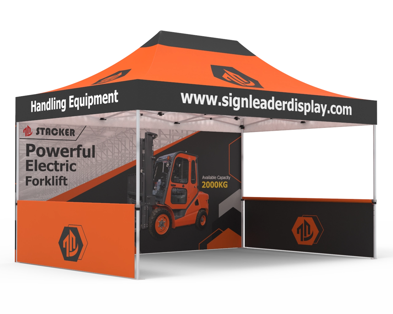Custom 10x15 Pop Up Canopy Tent  with Double-Sided Full Backwall & 2 x Double-Sided Half Sidewalls