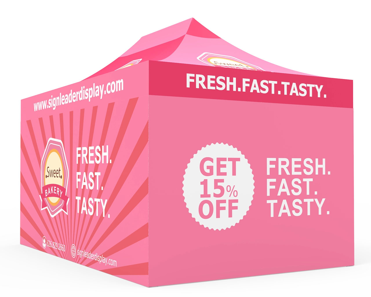 Custom 10x15 Pop Up Canopy Tent with Double-Sided Full Backwall & 2 x Single-Sided Full Sidewalls