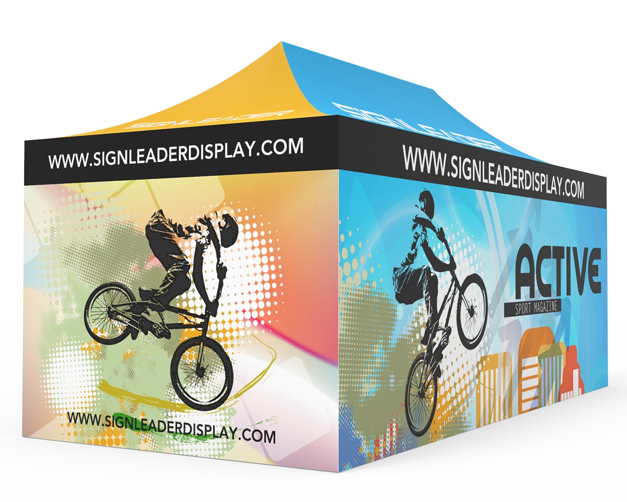 Custom 10x20 Pop Up Canopy Tent with Double-Sided Full Backwall & 2 x Double-Sided Full Sidewalls