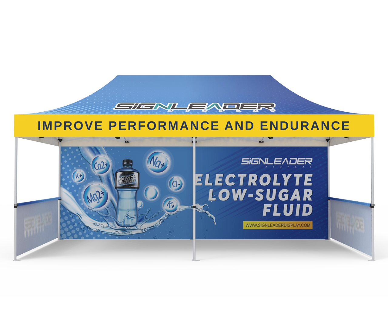 Custom 10x20 Pop Up Canopy Tent with Double-Sided Full Backwall & 2 x Single-Sided Half Sidewalls