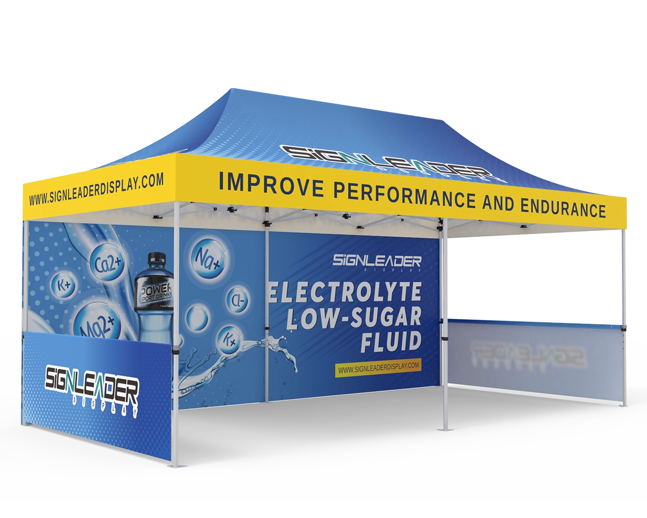 Custom 10x20 Pop Up Canopy Tent with Double-Sided Full Backwall & 2 x Single-Sided Half Sidewalls