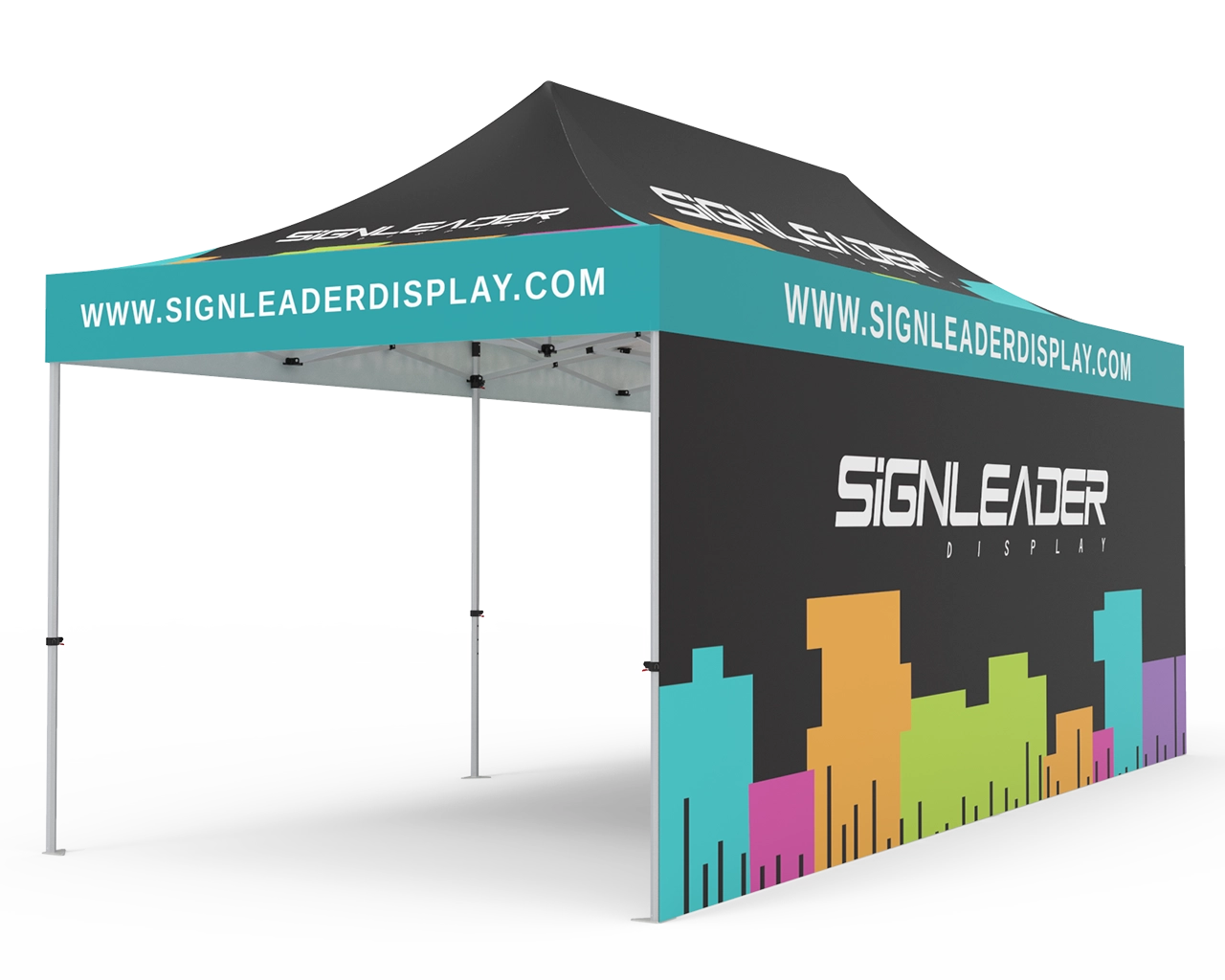 Custom 10x20 Pop Up Canopy Tent with Double-Sided Full Backwall