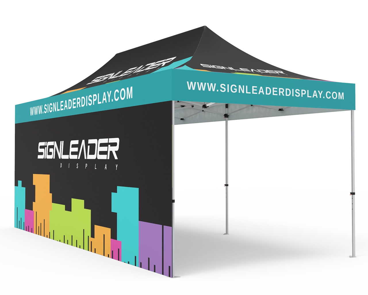 Custom 10x20 Pop Up Canopy Tent with Double-Sided Full Backwall