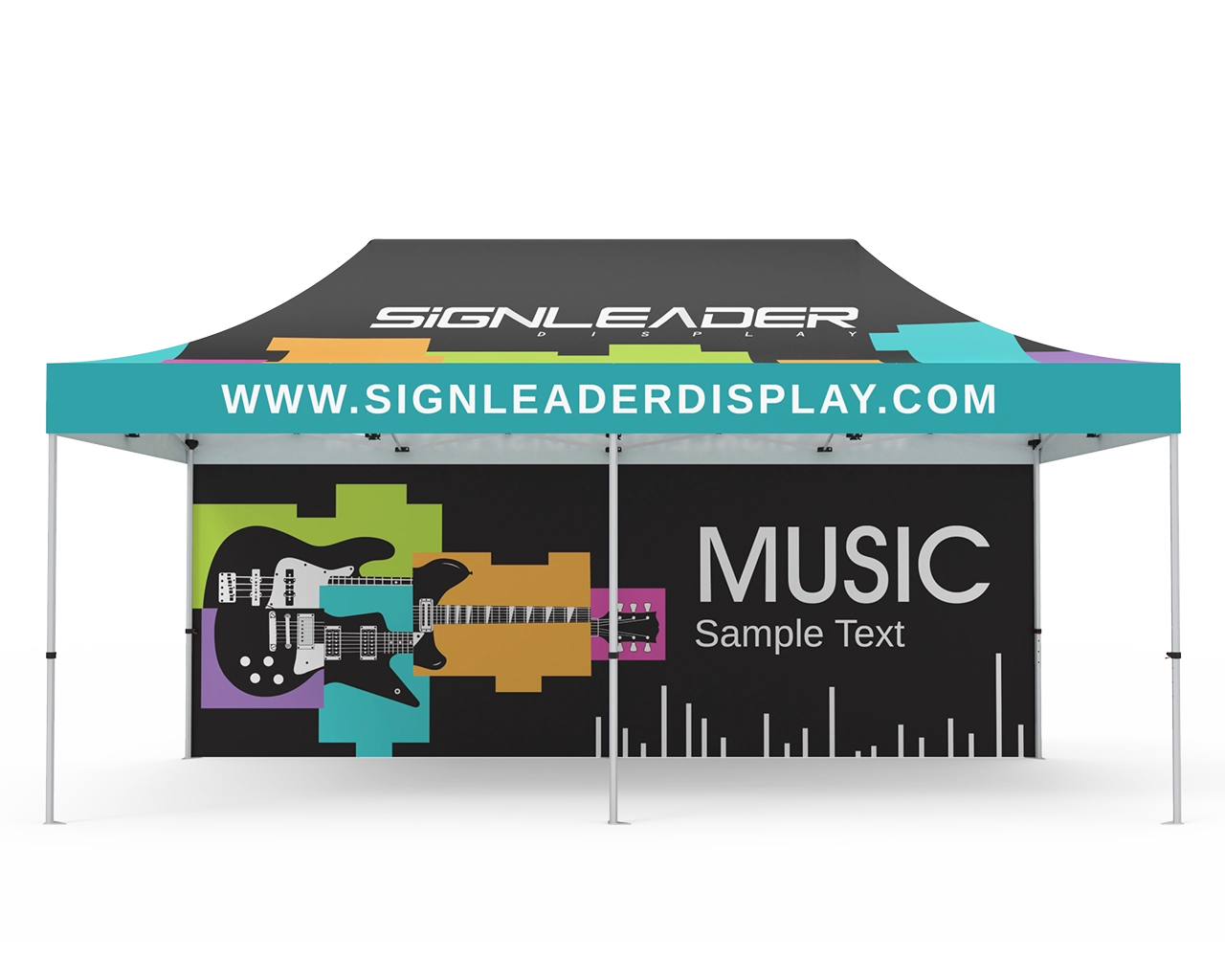 Custom 10x20 Pop Up Canopy Tent with Double-Sided Full Backwall