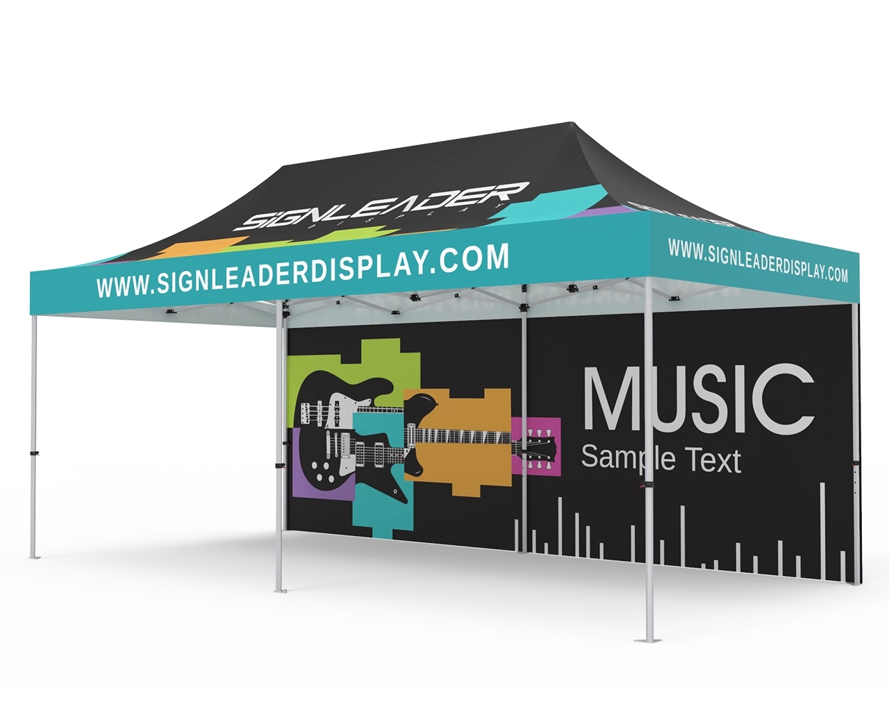 Custom 10x20 Pop Up Canopy Tent with Double-Sided Full Backwall