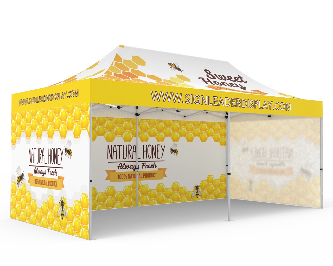 Custom 10x20 Pop Up Canopy Tent with Single-Sided Full Backwall & 2 x Single-Sided Full Sidewalls