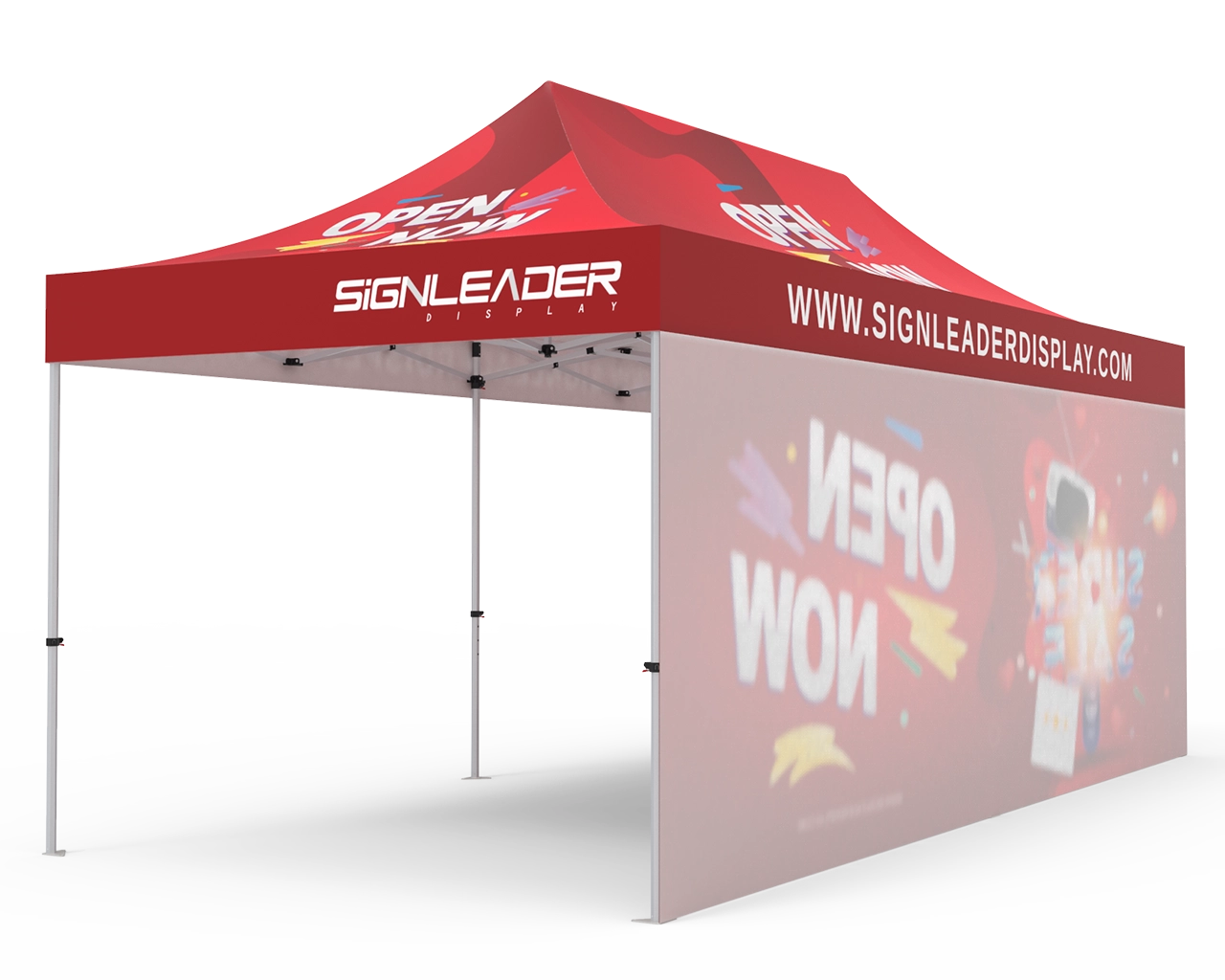 Custom 10x20 Pop Up Canopy Tent with Single-Sided Full Backwall