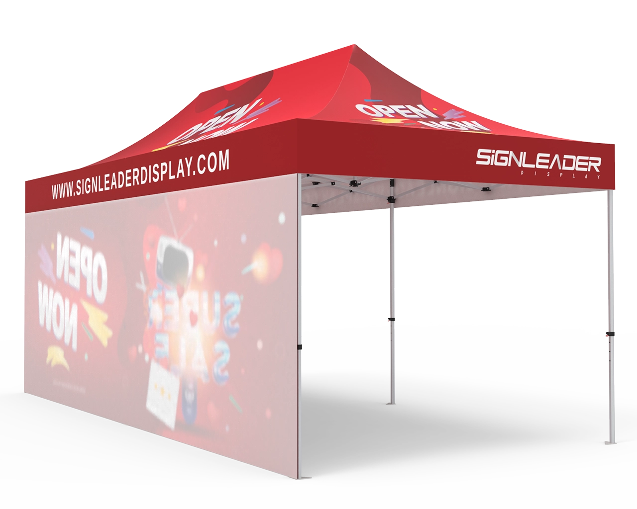 Custom 10x20 Pop Up Canopy Tent with Single-Sided Full Backwall