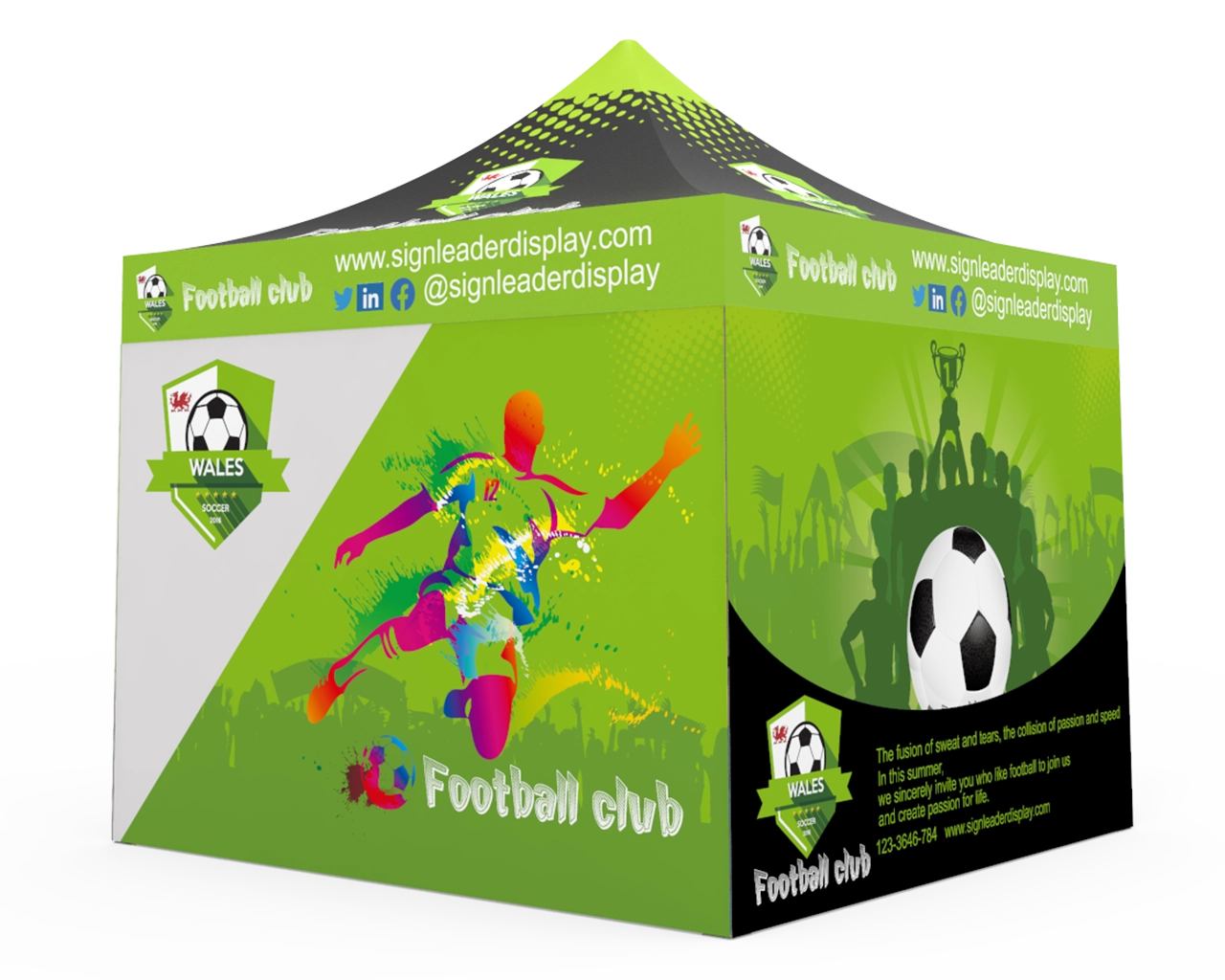 Custom Pop Up Canopy Tent 10x10 with 4 x Double-Sided Full Walls