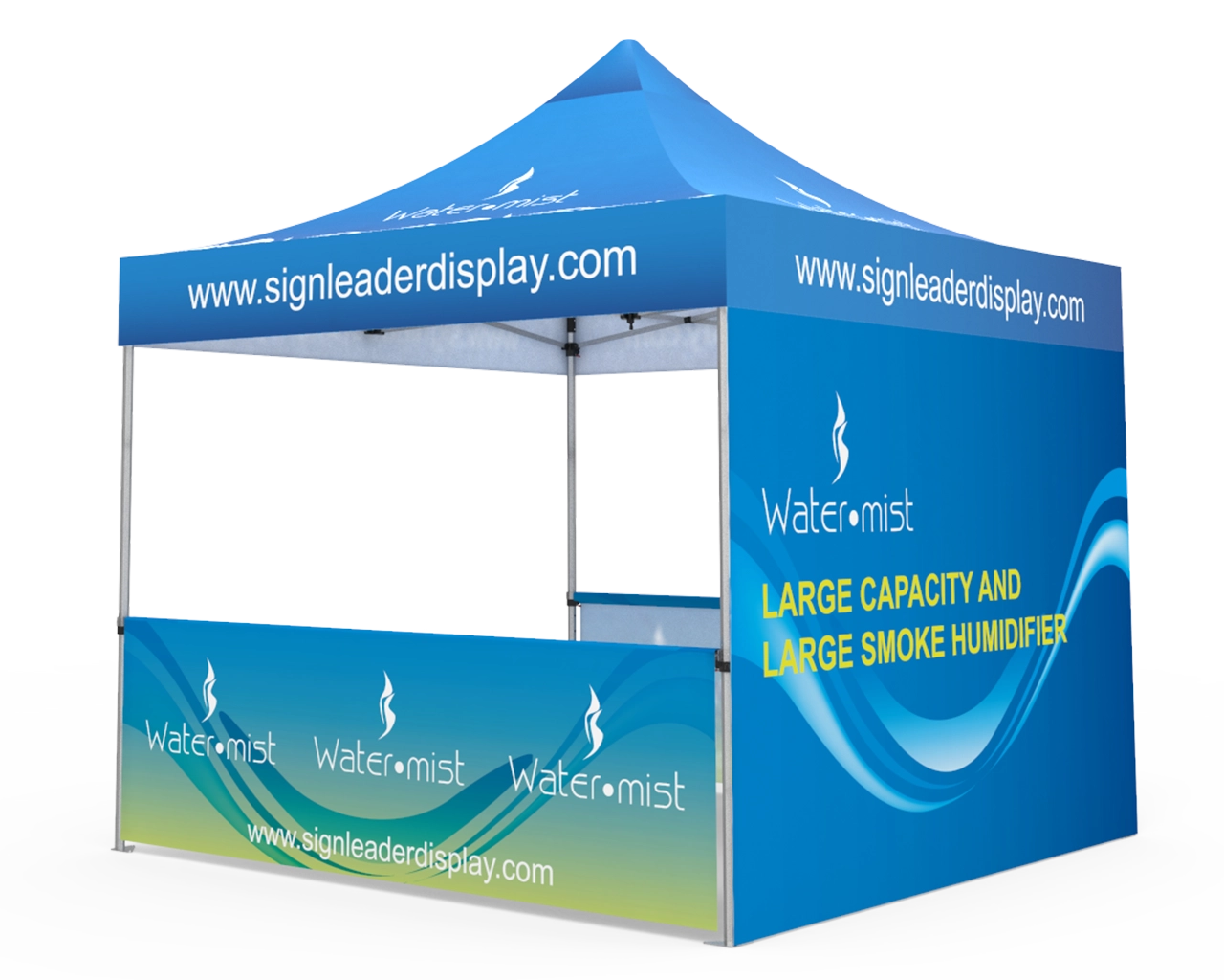 Custom Pop Up Canopy Tent 10x10 with Double-Sided Full Backwall & 2 x Single-Sided Half Sidewalls