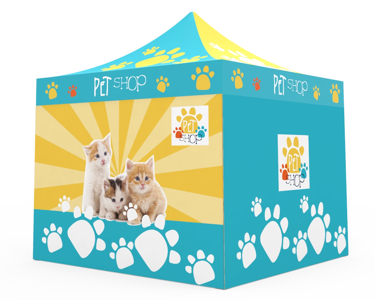 Custom Pop Up Canopy Tent 10x10 with Double-Sided Full Backwall & 2 x Double-Sided Full Sidewalls