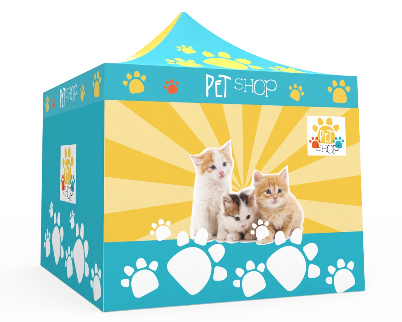 Custom Pop Up Canopy Tent 10x10 with Double-Sided Full Backwall & 2 x Double-Sided Full Sidewalls