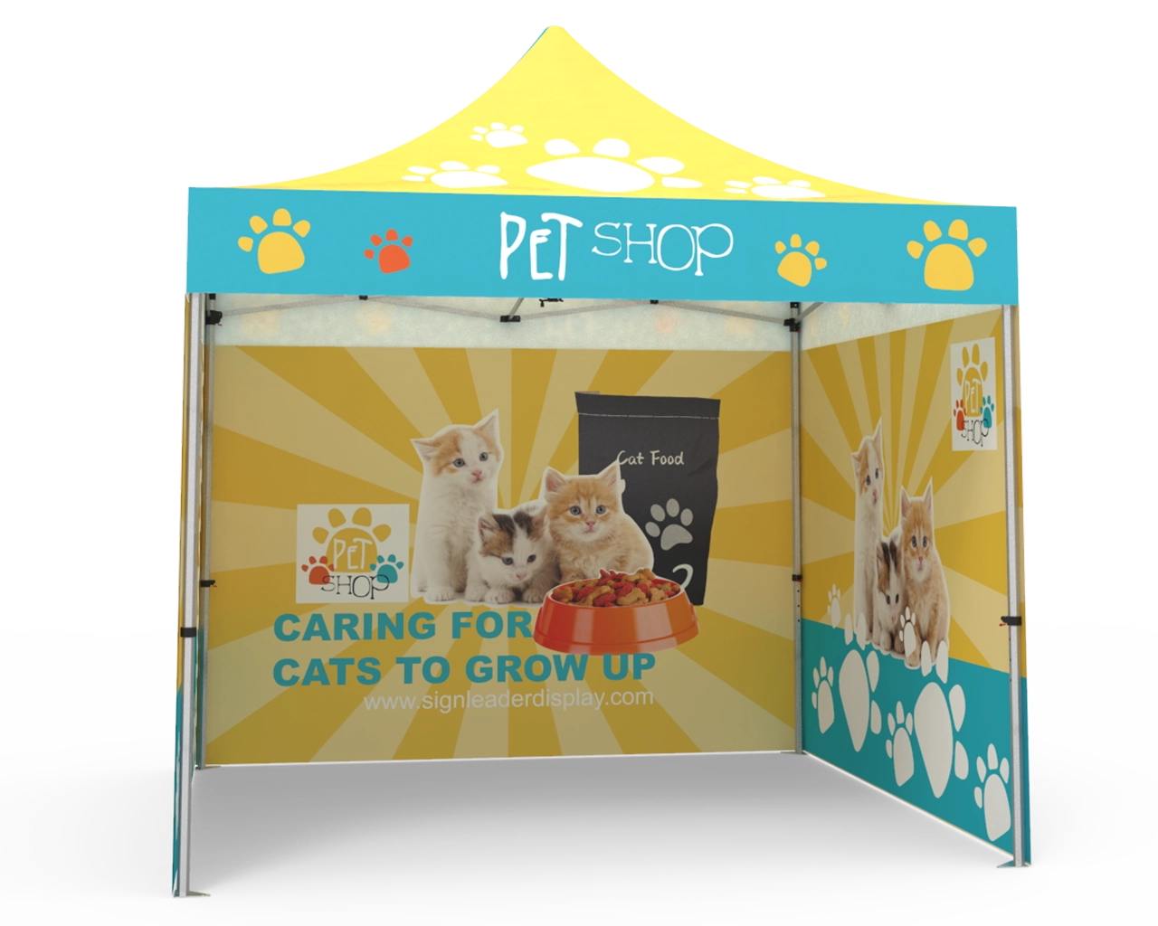 Custom Pop Up Canopy Tent 10x10 with Double-Sided Full Backwall & 2 x Double-Sided Full Sidewalls