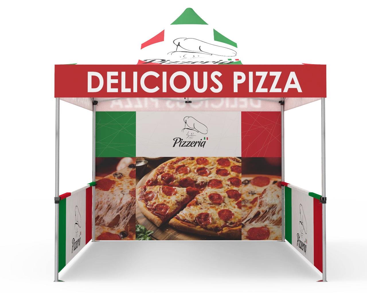 Custom Pop Up Canopy Tent 10x10  with Double-Sided Full Backwall & 2 x Double-Sided Half Sidewalls