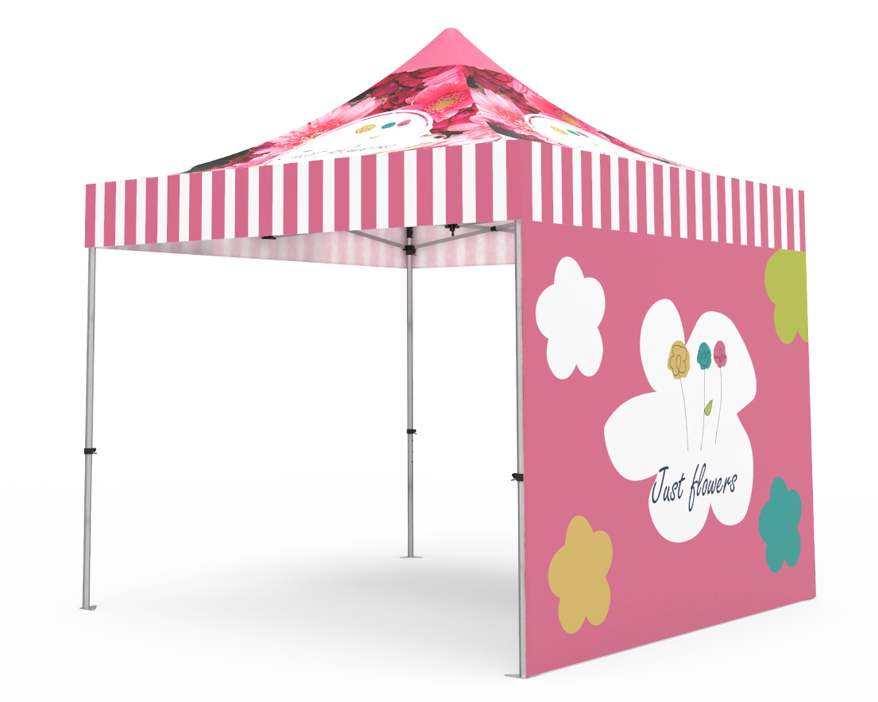 Custom Pop Up Canopy Tent 10x10 with Double-Sided Full Backwall