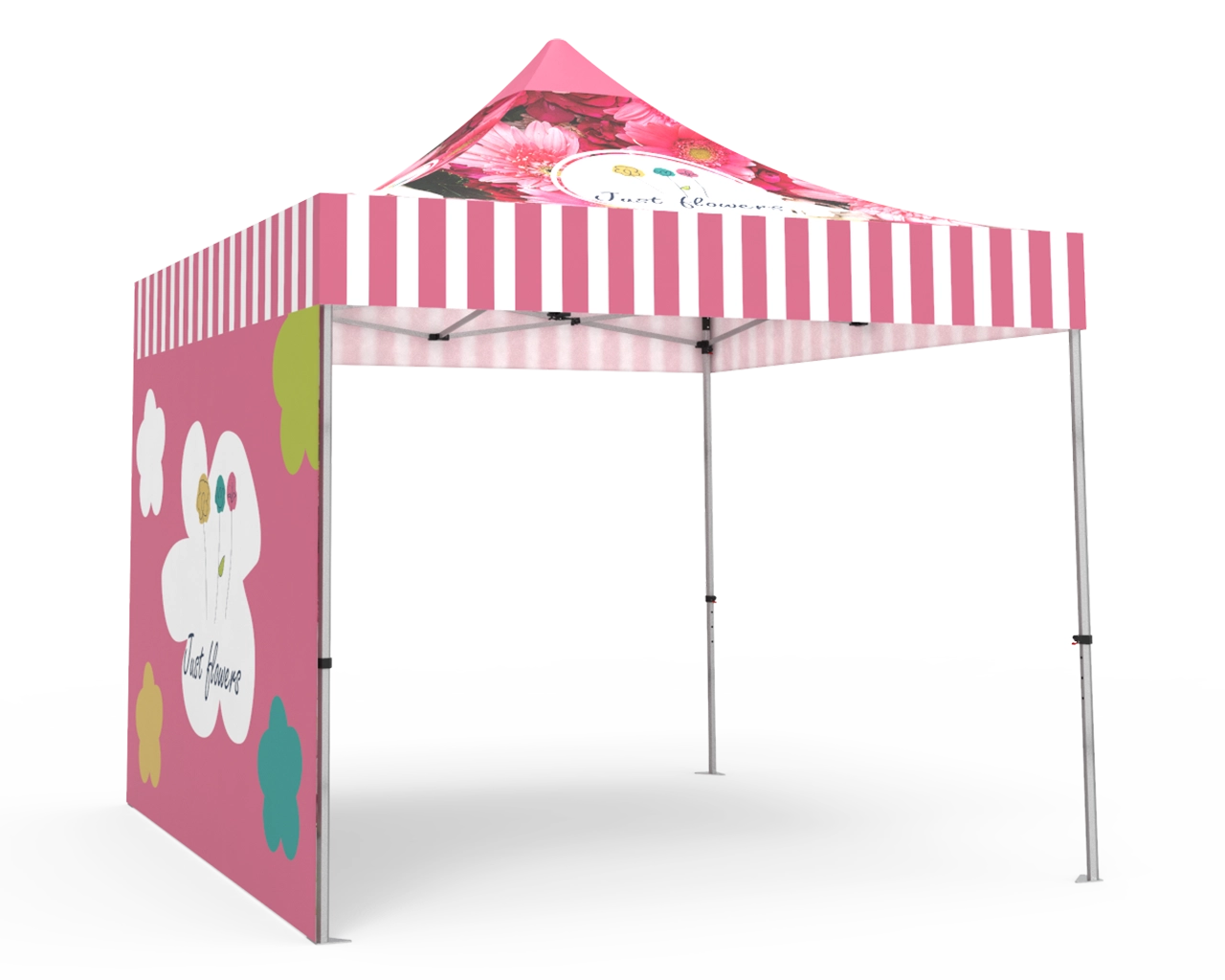Custom Pop Up Canopy Tent 10x10 with Double-Sided Full Backwall