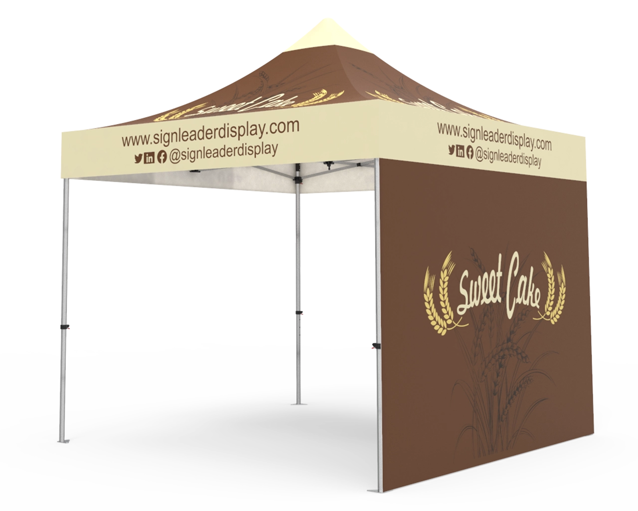 Custom Pop Up Canopy Tent 10x10 with Single-Sided Full Backwall