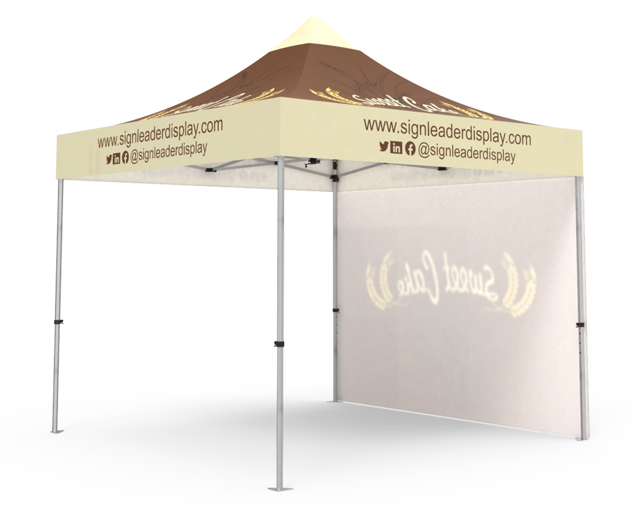 Custom Pop Up Canopy Tent 10x10 with Single-Sided Full Backwall