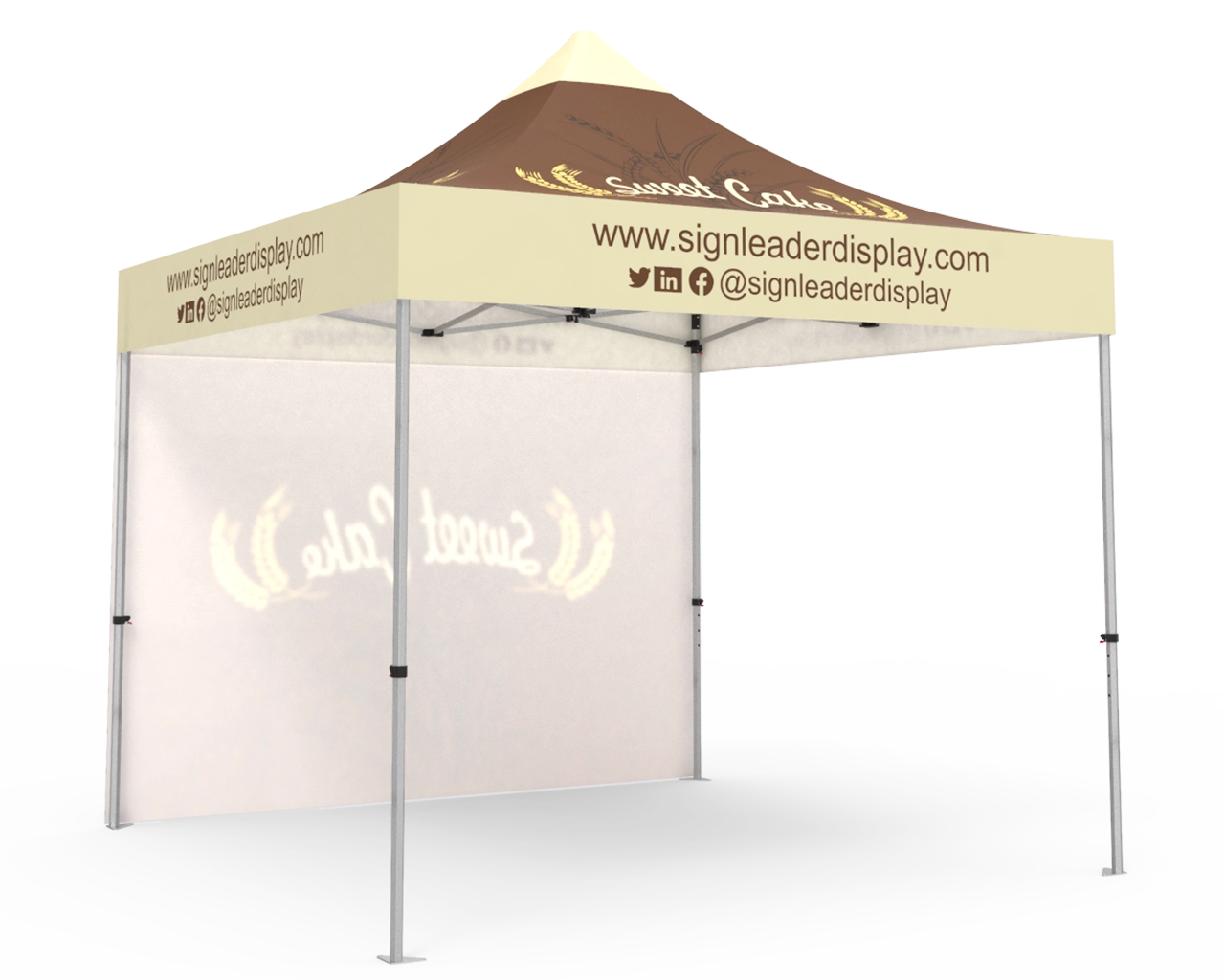 Custom Pop Up Canopy Tent 10x10 with Single-Sided Full Backwall