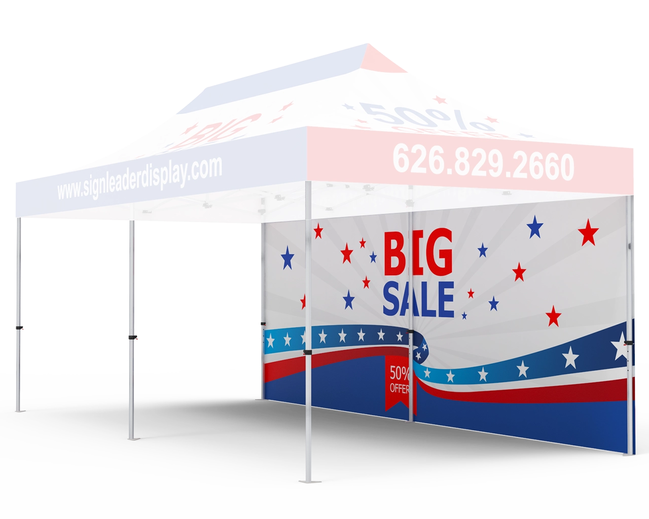 Custom Printed Tent Full Backwall for 10x20 Tent