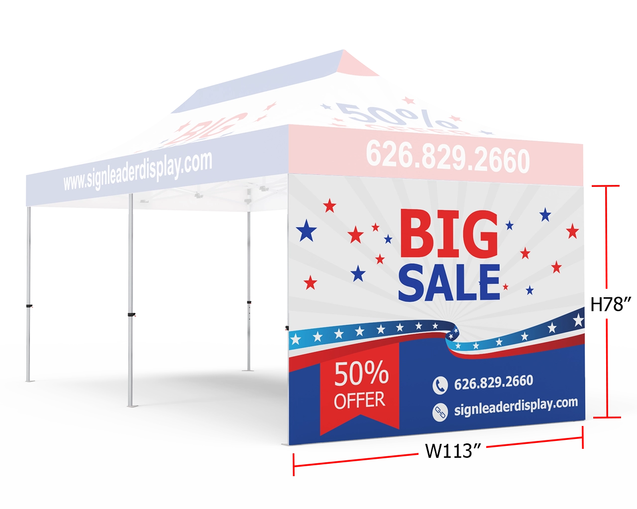 Custom Printed Tent Full Sidewall for 10x20 Tent