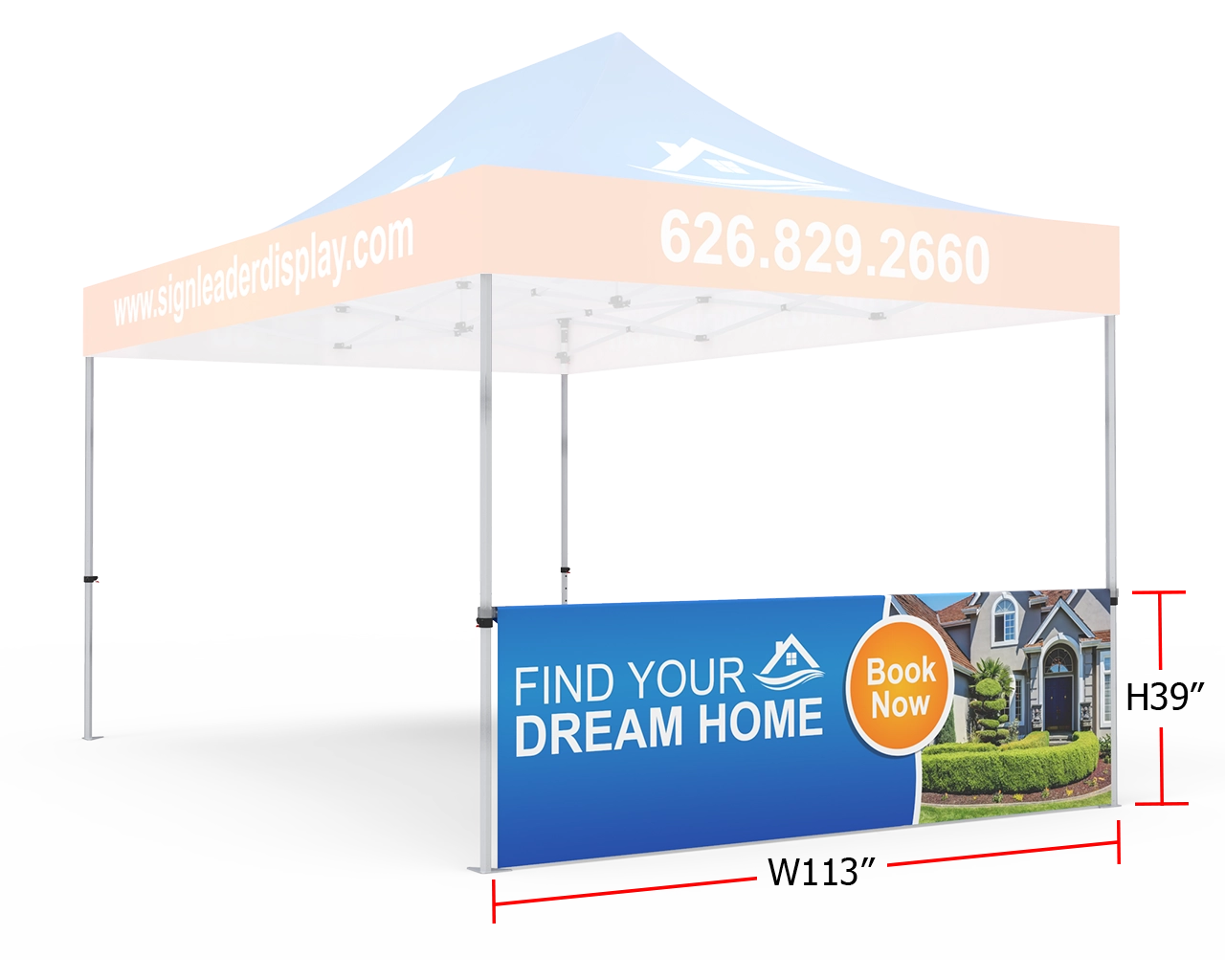 Custom Printed Tent Half Sidewall for 10x15 Tent