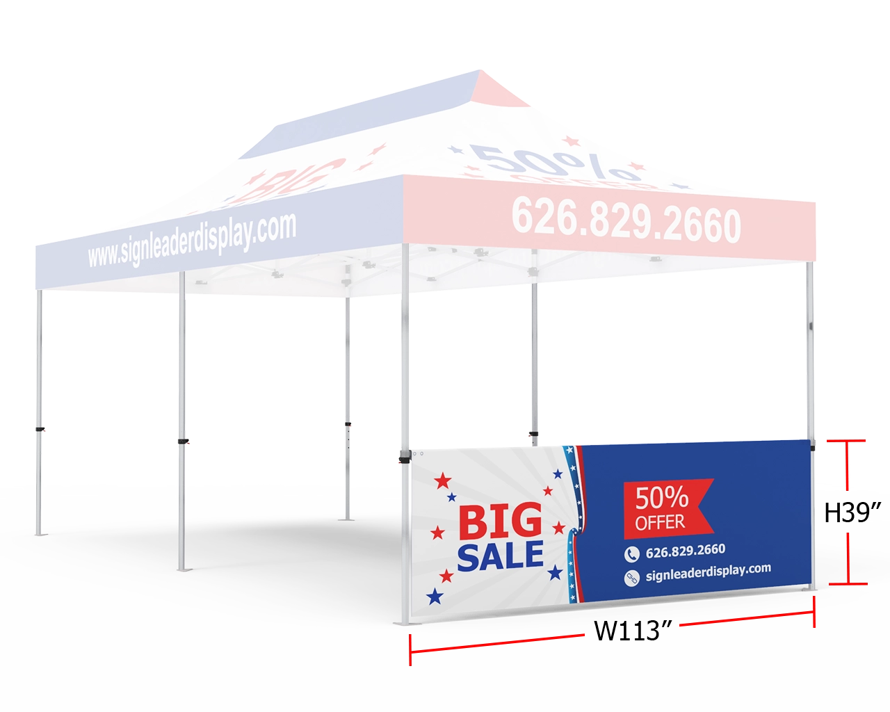 Custom Printed Tent Half Sidewall for 10x20 Tent