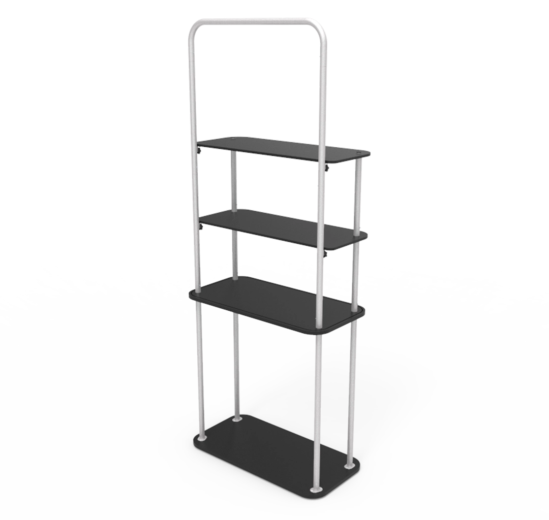 Portable Display Tower Fabric Shelf Stand With Graphic
