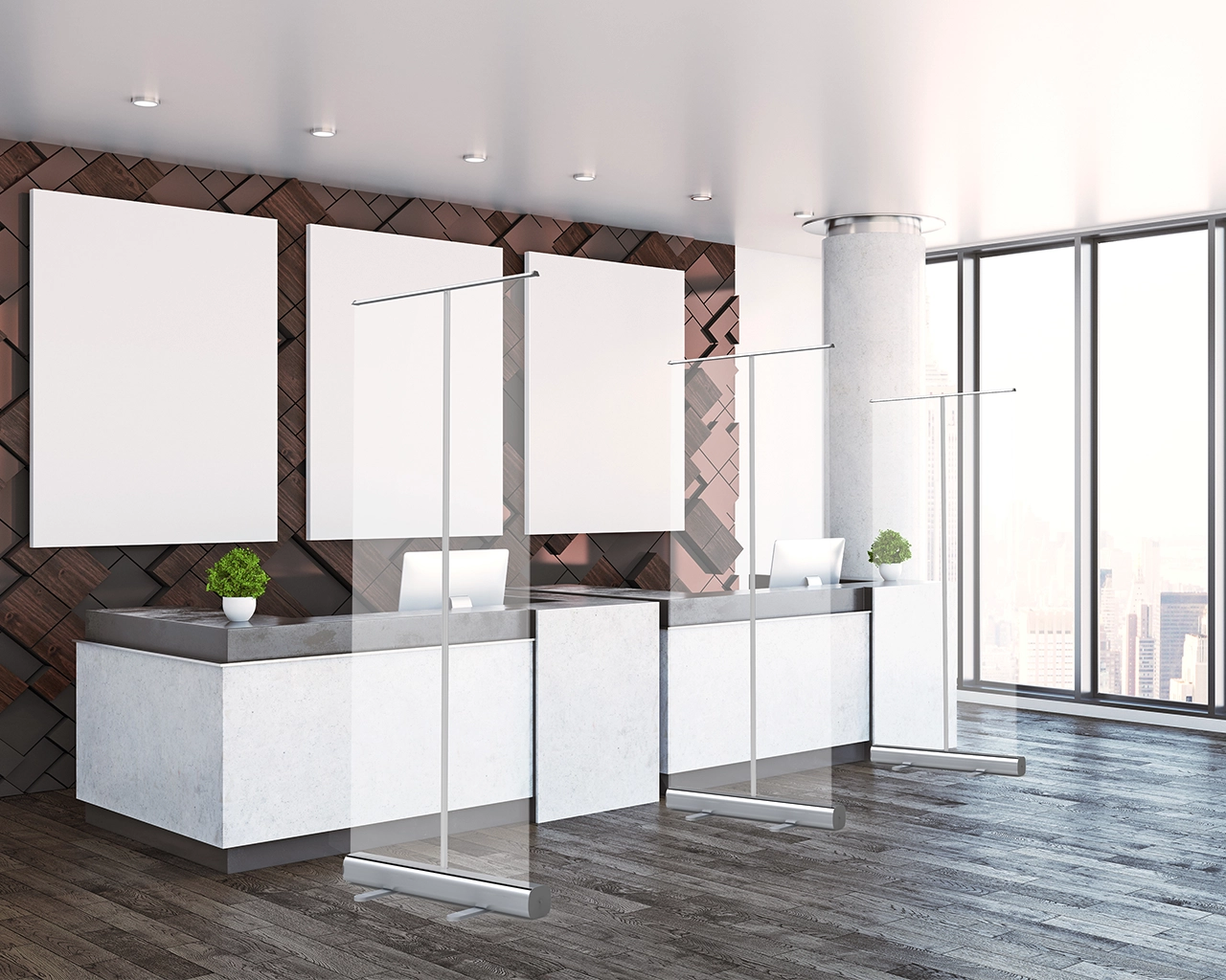 Retractable Sneeze Shield Transparent Partition Protective Barrier Device with Economical Base