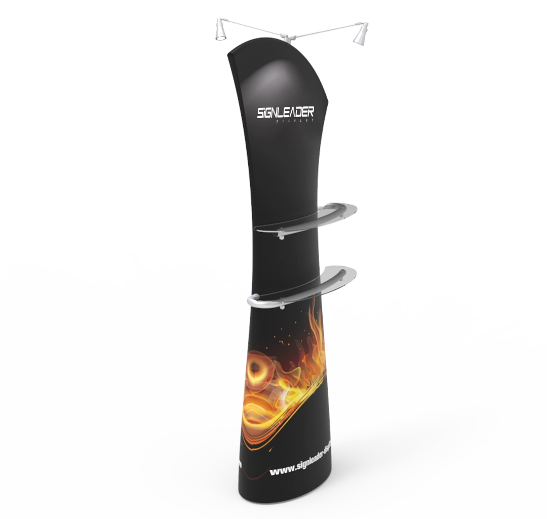 Angled Top Tension Fabric Banner Stand With Double-Sided Graphics