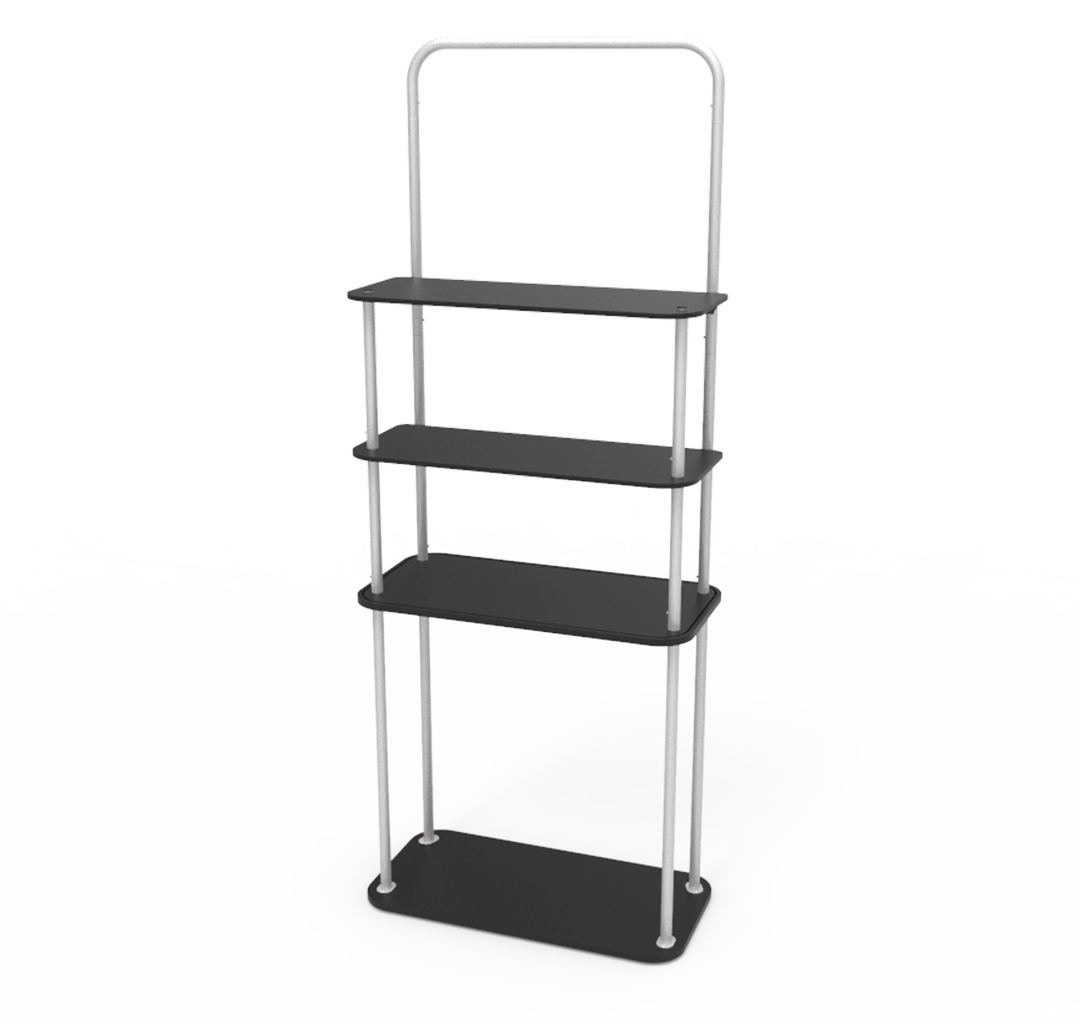 Portable Display Tower Fabric Shelf Stand With Graphic