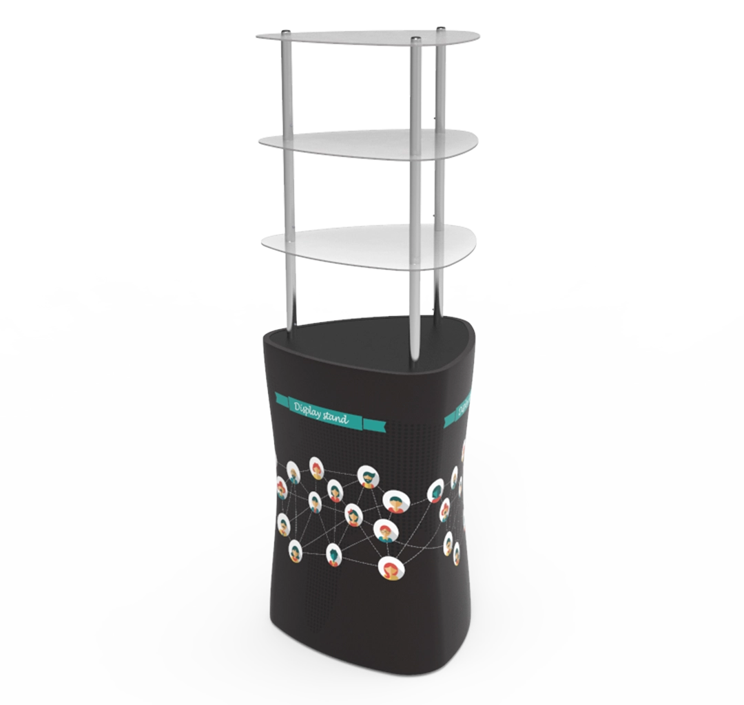 Portable Triangular Display Rack/ Display Tower Counter With Graphic