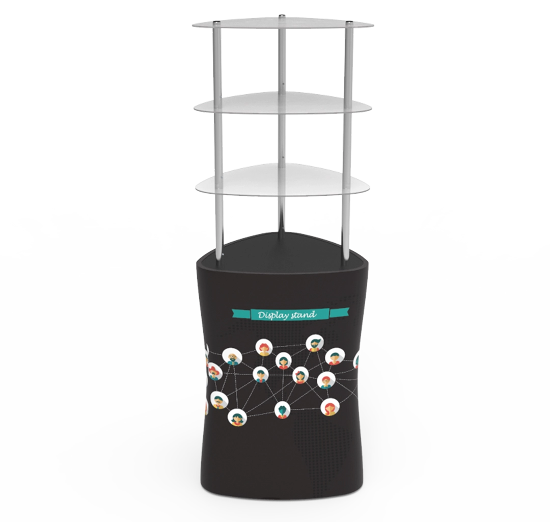 Portable Triangular Display Rack/ Display Tower Counter With Graphic